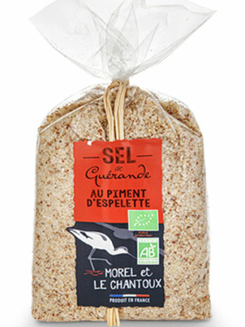 Sel au piment d’Espelette – 250g – Sachet - Morel et Le Chantoux L'atelier du Sel, leseldeguerande.fr